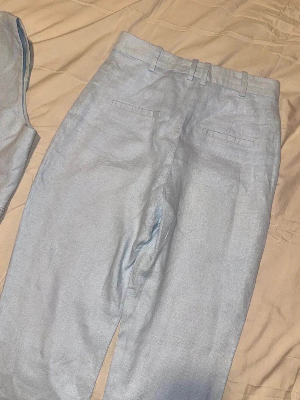Mango Pale Blue Linen Vest & Tailored Pants Set XS / 2